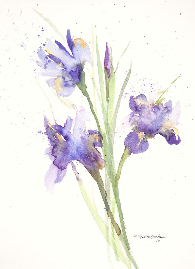 Pond Iris Painting by Sandra Strohschein