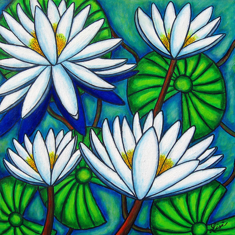 Flower Painting - Pond Jewels by Lisa  Lorenz