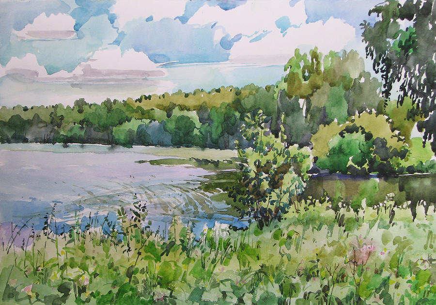 Pond Painting by Juliya Zhukova