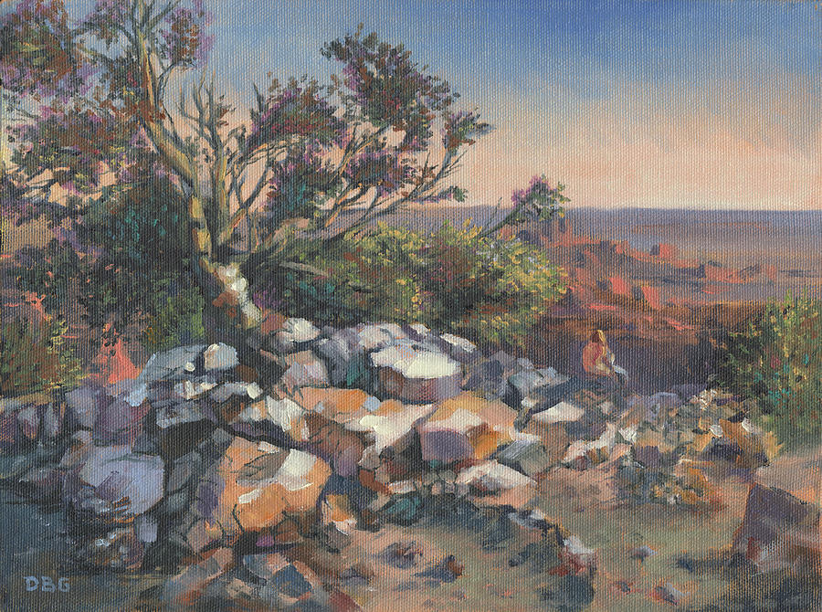 Pondering by the Canyon Painting by David Bader