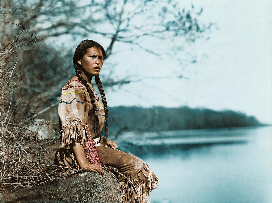 Digital Painting - Ponemah by the Lake - Ojibwe Woman - American Indian by Dan Keller
