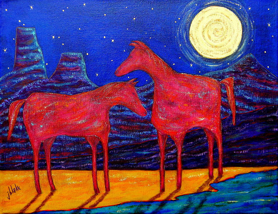 Horse Painting - Ponies at the Playa by John Blake