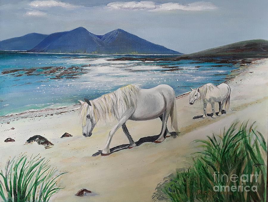 Nature Painting - Ponies of Muck- Painting by Veronica Rickard