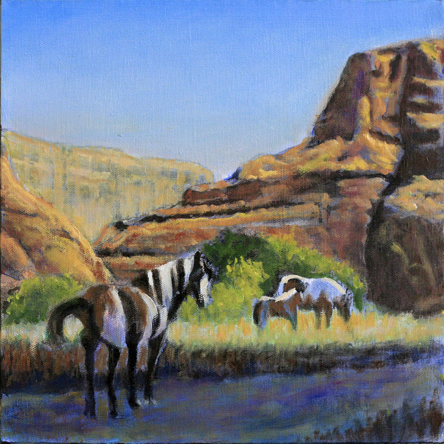 Ponies of the Canyon Painting by David Zimmerman