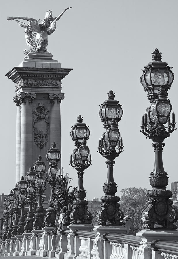 Pont Alexander III Detail BW Photograph by Clarence Holmes