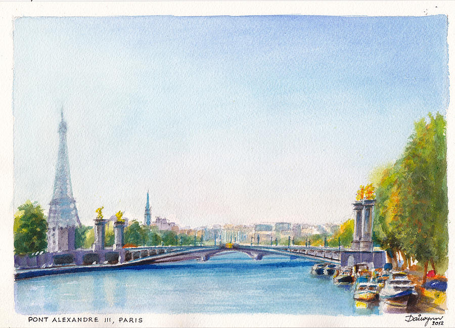 Paris Painting - Pont Alexandre III or Alexander the Third Bridge over the River Seine in Paris France by Dai Wynn