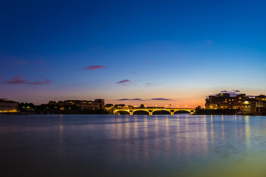 Pont Des Catalans and Garonne river at night Photograph by Semmick Photo