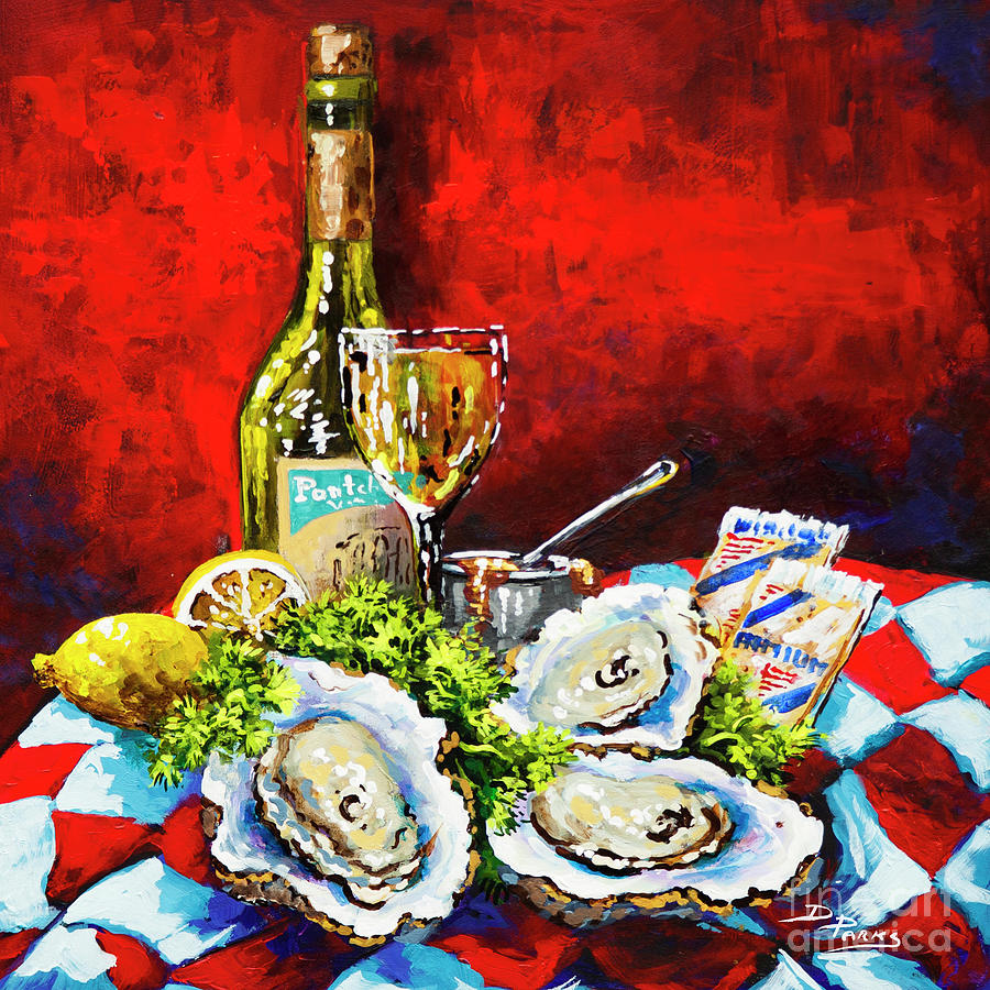 Wine Painting - Pontchartrain LeBlanc with Oysters by Dianne Parks