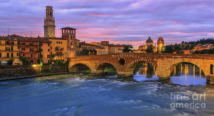 Ponte Pietra Bridge, Verona, Italy Photograph by Henk Meijer Photography