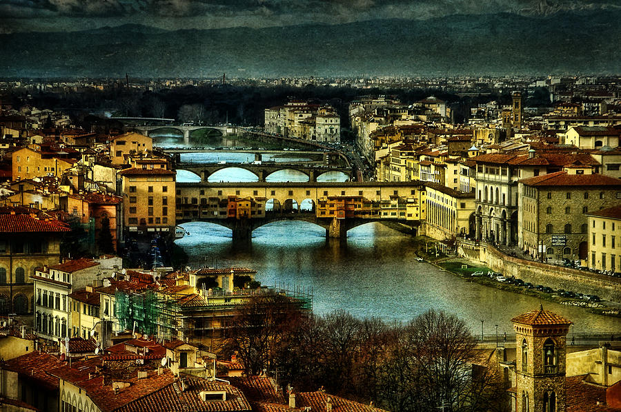 Holiday Photograph - Ponte Vecchio at dusk by Brian Tarr