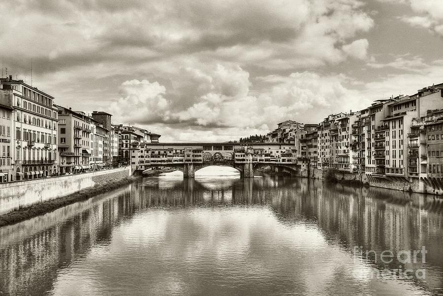 Ponte Vecchio At Florence Italy #2 Sepia Tone Photograph by Mel Steinhauer
