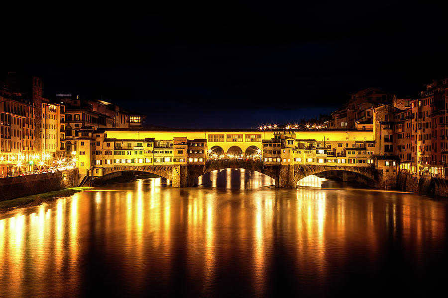 Ponte Vecchio at Night Photograph by Andrew Soundarajan