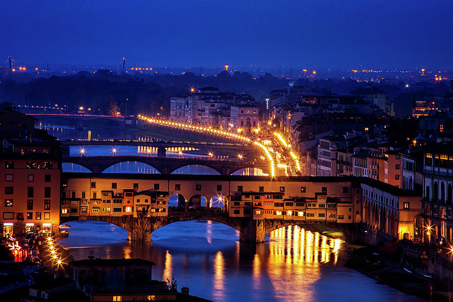 Ponte Vecchio at Twilight Photograph by Andrew Soundarajan