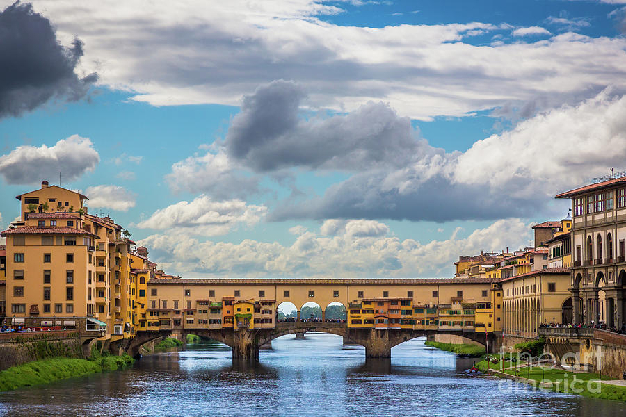 Architecture Photograph - Ponte Vecchio Clouds by Inge Johnsson