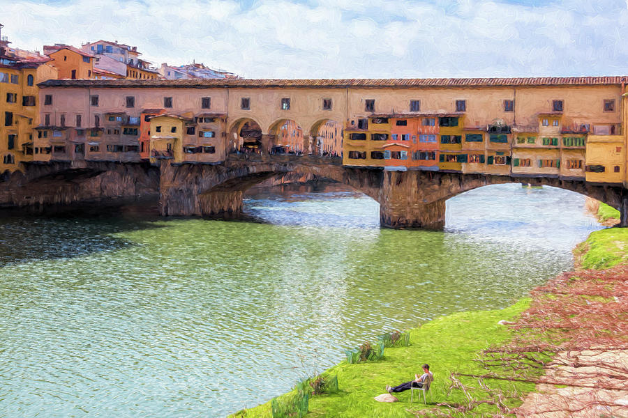 Bridge Photograph - Ponte Vecchio Florence Italy II Painterly by Joan Carroll
