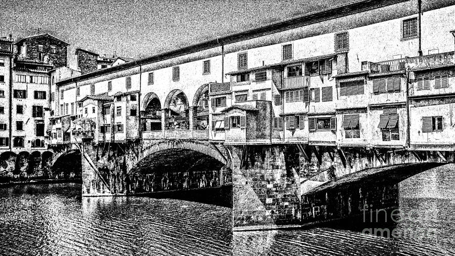 Ponte Vecchio Florence Sketch Digital Art by Edward Fielding
