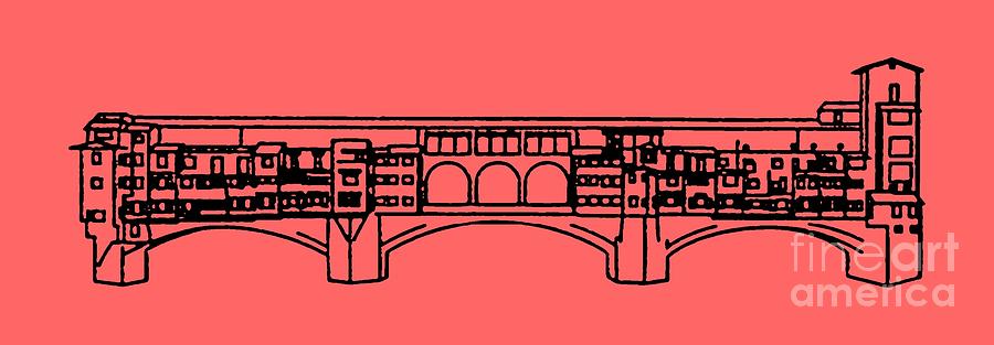 Bridge Digital Art - Ponte Vecchio Florence Tee by Edward Fielding