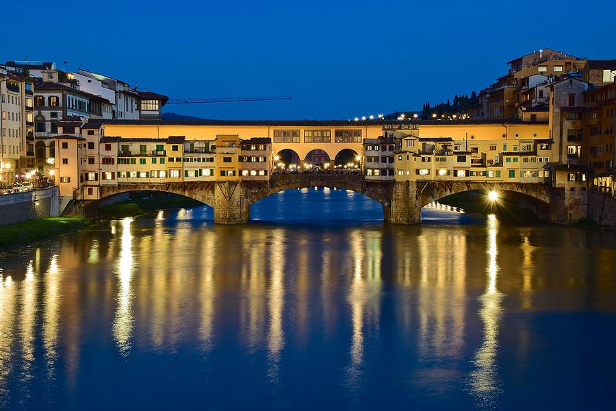 Sunset Photograph - Ponte Vecchio by Frozen in Time Fine Art Photography