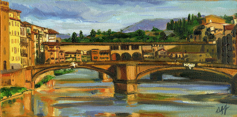 Ponte Vecchio Painting - Ponte Vecchio in 2007 by Jennie Traill Schaeffer Ponte Vecchio Painting - Ponte Vecchio in 2007 by Jennie Traill Schaeffer