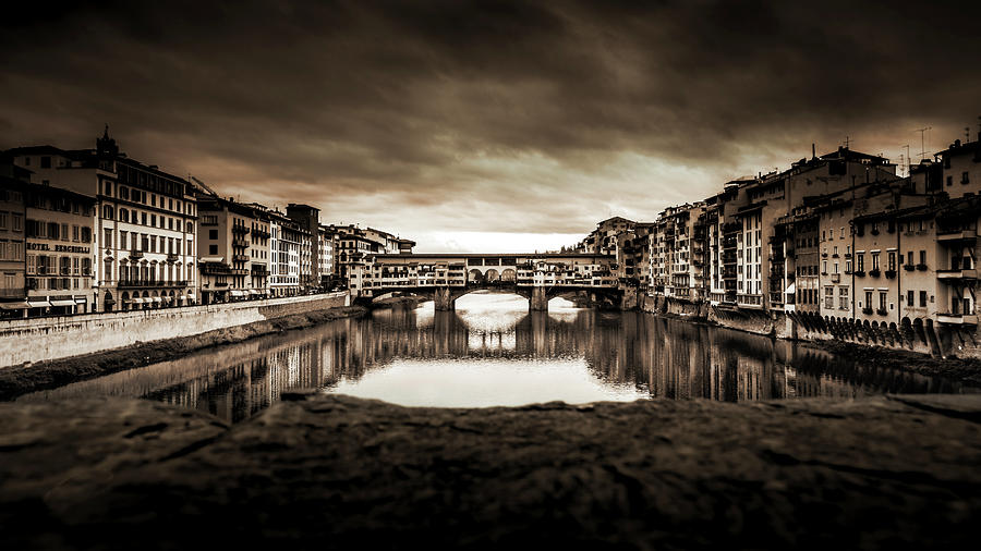 Ponte Vecchio in Sepia Photograph by Sonny Marcyan