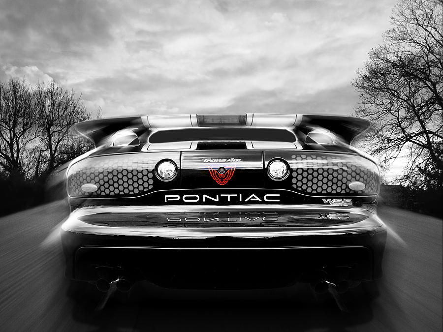 Pontiac Trans Am Rear in Black and White Photograph by Gill Billington