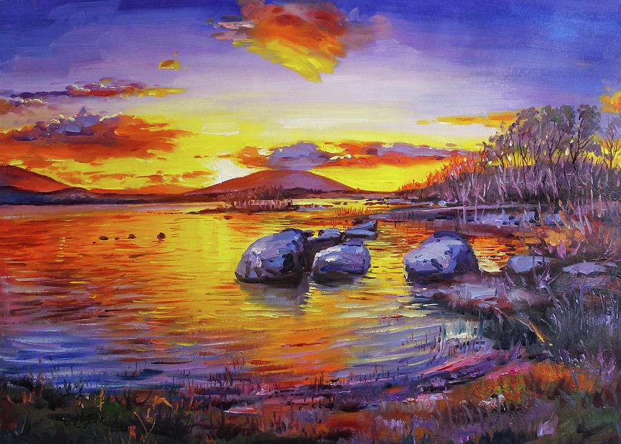 Pontoon Sunset Painting by Conor McGuire