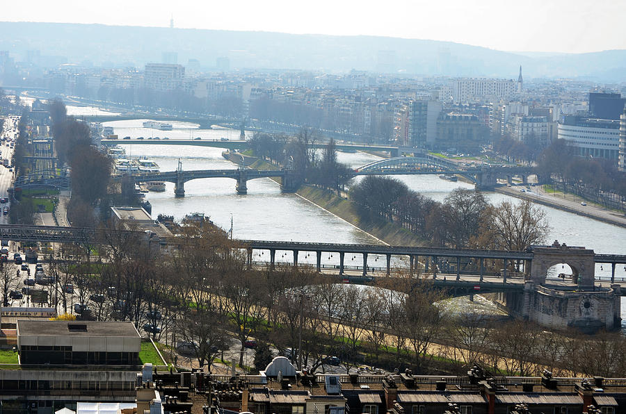 Ponts Bir Hakeim Grenelle and Mirabeau with Ile de Cygnes on River Seine Paris Photograph by Shawn OBrien