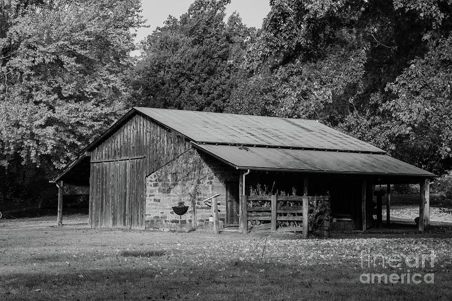 Pony Express Barn in Black and White Photograph by George Lehmann