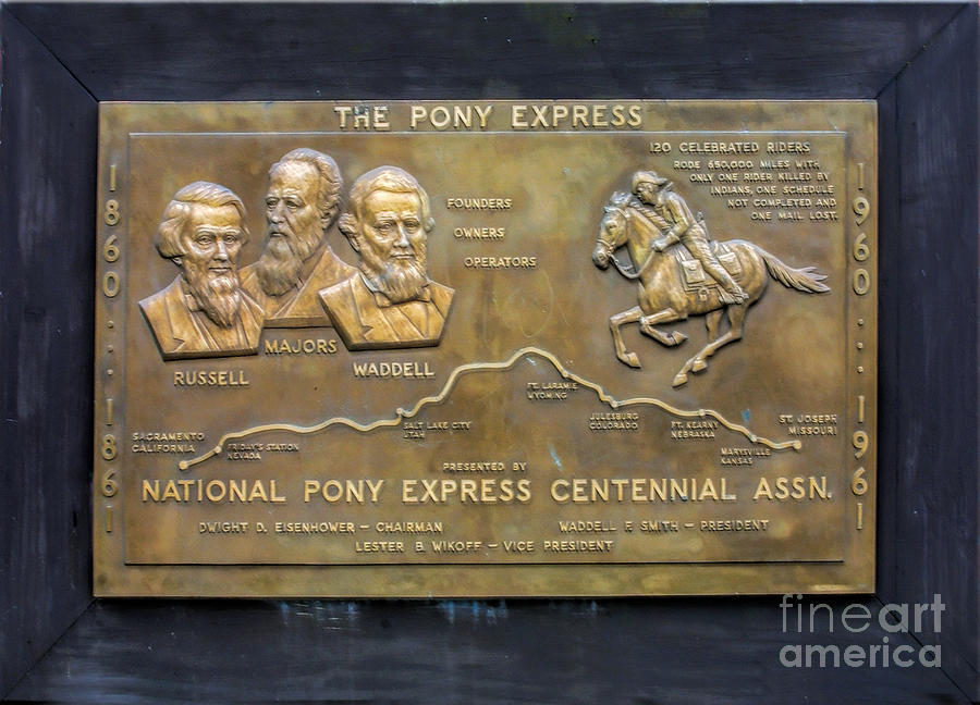 Pony Express Brass Plaque Photograph by Linda Phelps