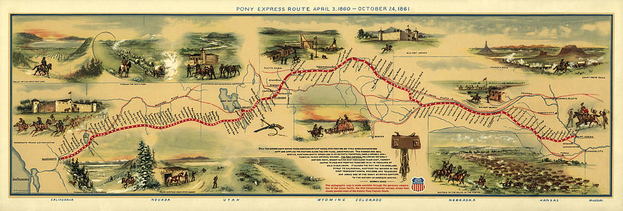 Pony Express Route Map Photograph by Eric Glaser