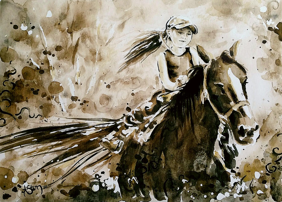 Horse Painting - Ponytails  by Afton Ray-Rossol