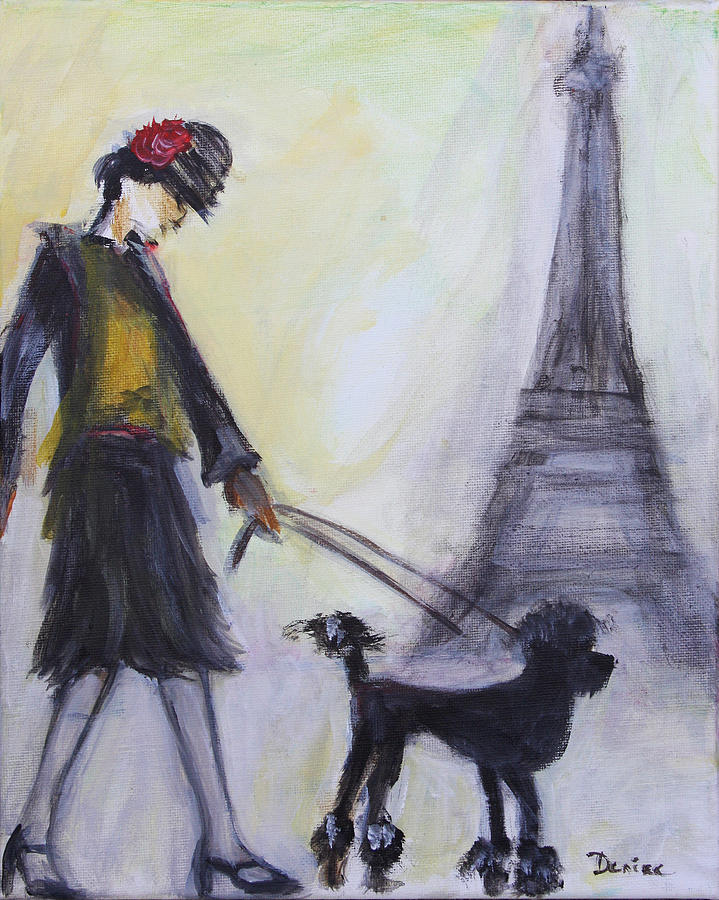 Poodle in Paris Painting by Denice Palanuk Wilson