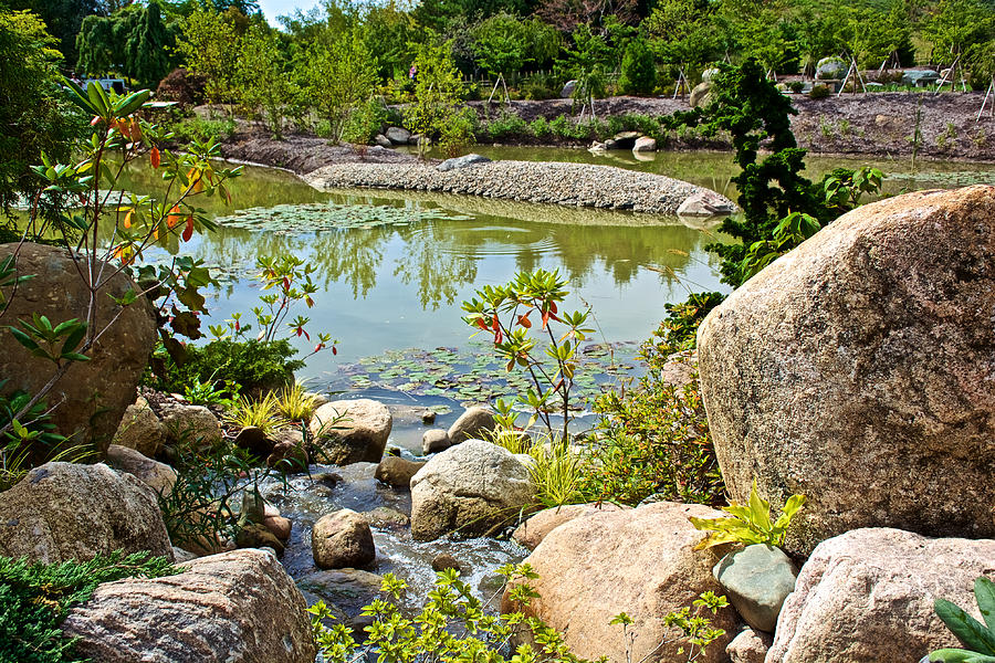 Pool in Japanese Garden in Meijer Gardens in Grand Rapids-Michigan ...