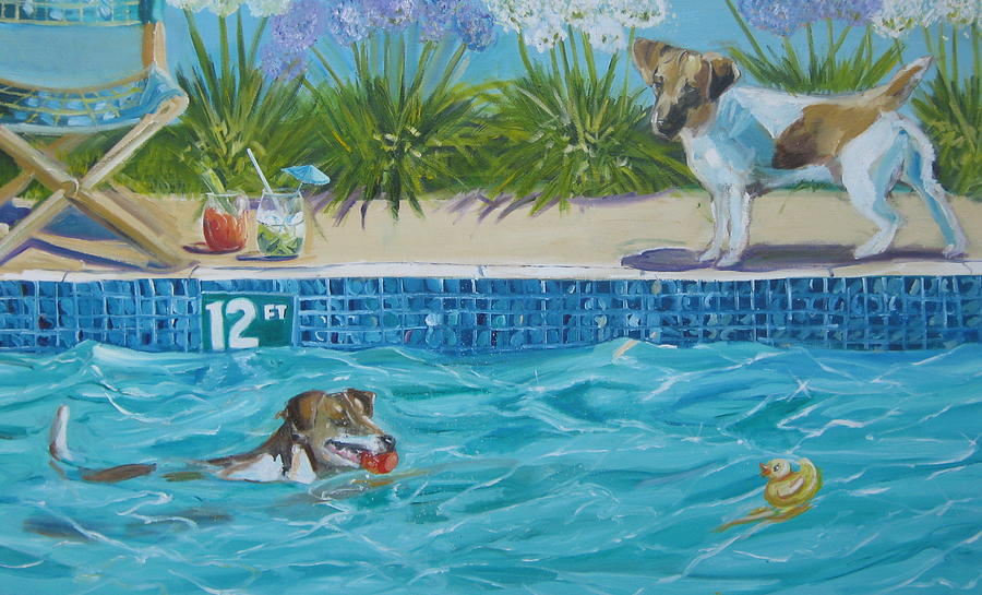 Pet Portraits Painting - Pool Party II by Terrence  Howell