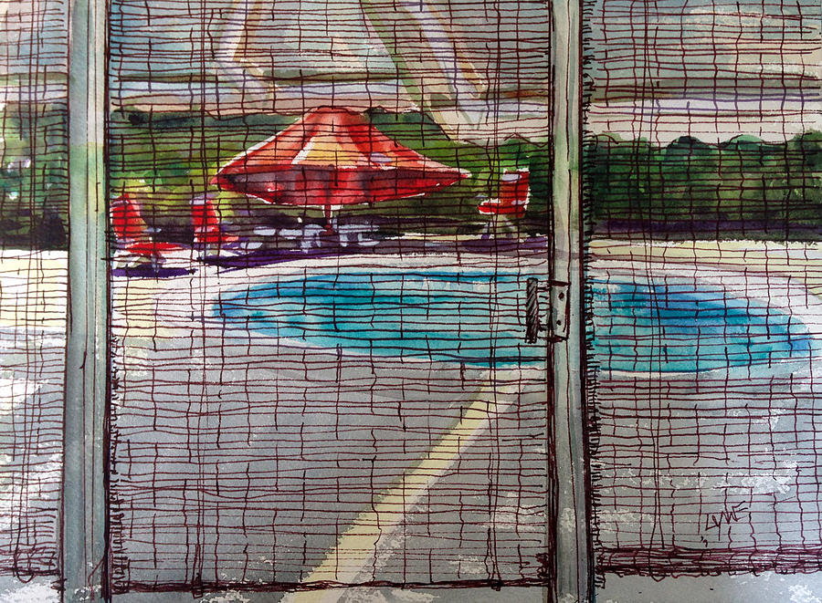 Pool View Painting by Lynne Haines