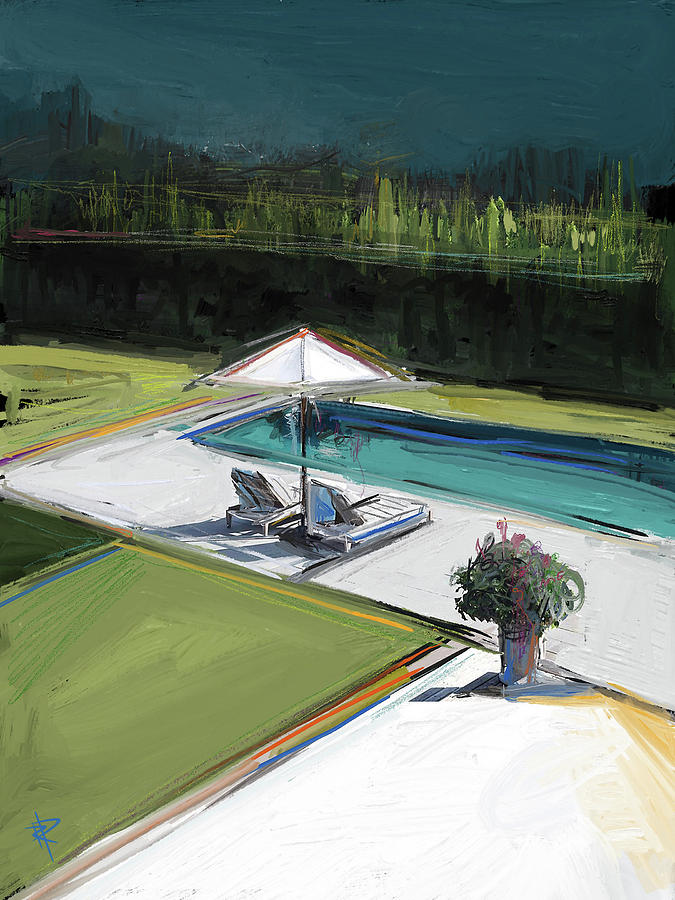 Los Angeles Mixed Media - Poolside by Russell Pierce