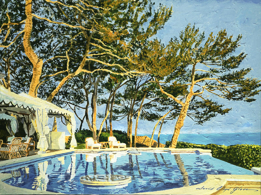 Tree Painting - Poolside Sunset - Monaco by David Lloyd Glover
