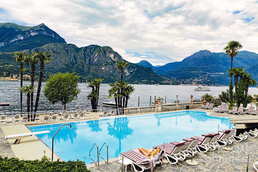 Poolside View of Lake Como Photograph by George Oze | Fine Art America