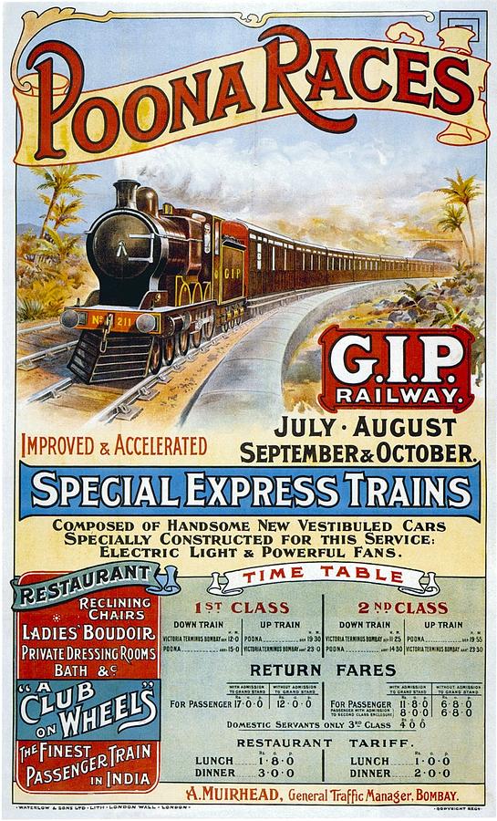 Poona Races - Great Indian Peninsular Railway - Vintage Advertising Poster - A Club on wheels Painting by Studio Grafiikka