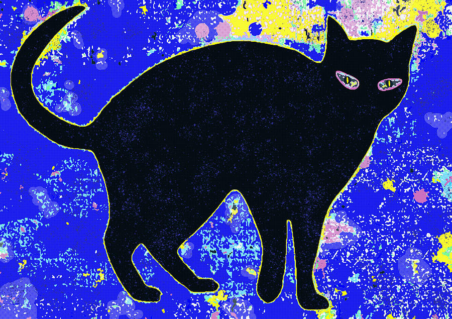 Pop Art Black Cat Digital Art by Joy McKenzie