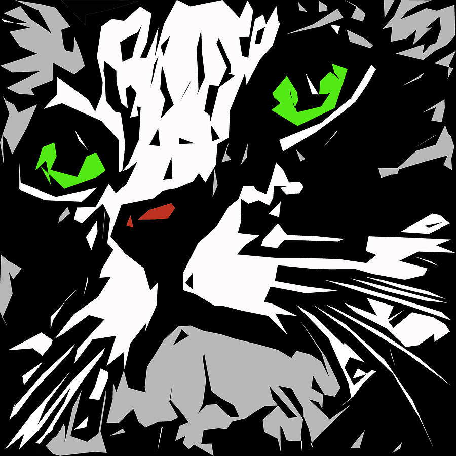cat pop art black and white