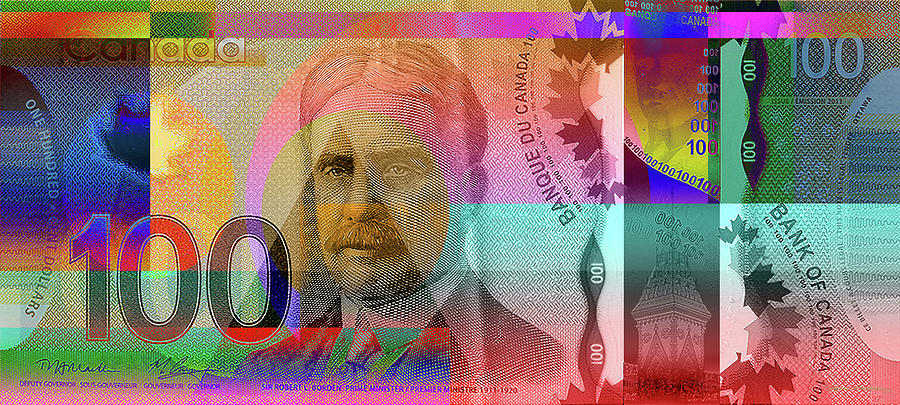 Pop-Art Colorized New One Hundred Canadian Dollar Bill Digital Art by Serge Averbukh