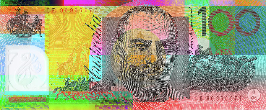 Pop Art Colorized One Hundred Australian Dollar Bill Digital Art by Serge Averbukh