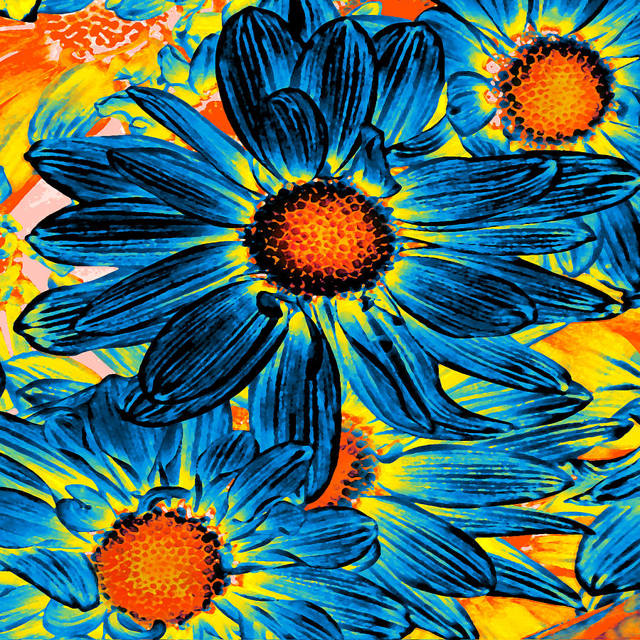 Pop Art Daisies 11 Square Painting by Amy Vangsgard