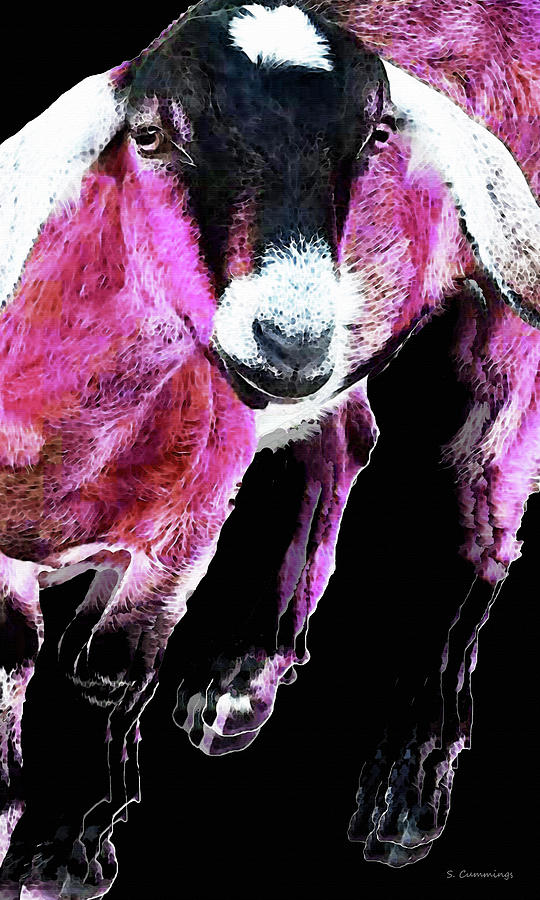 Pop Art Goat - Pink - Sharon Cummings Painting by Sharon Cummings