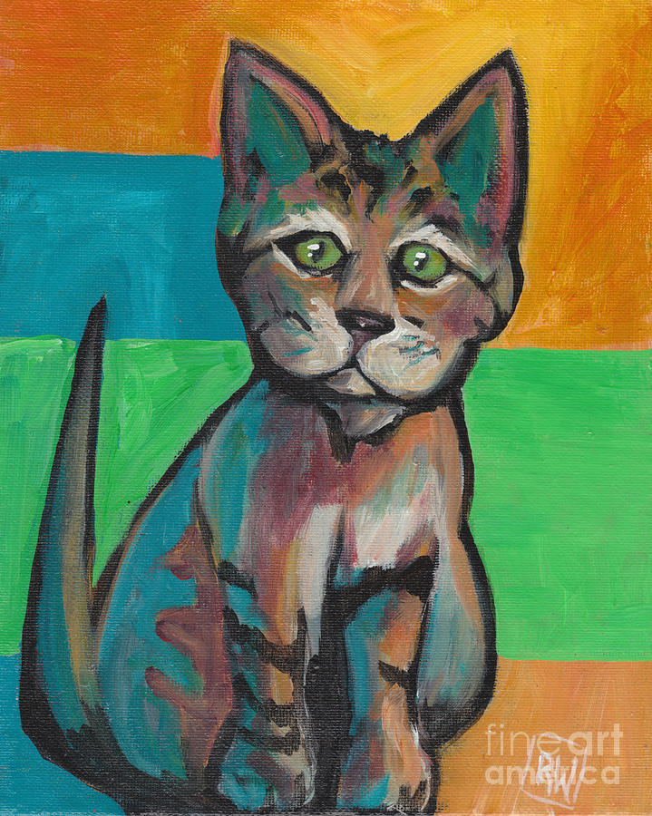 Pop art kitten Painting by Robin Wiesneth