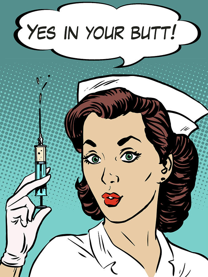 Pop Art Nurse Woman With A Needle And Speech Bubble Digital Art By Long