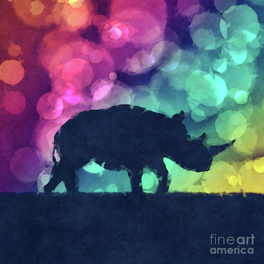 Pop Art Rhinoceros Digital Art by Phil Perkins