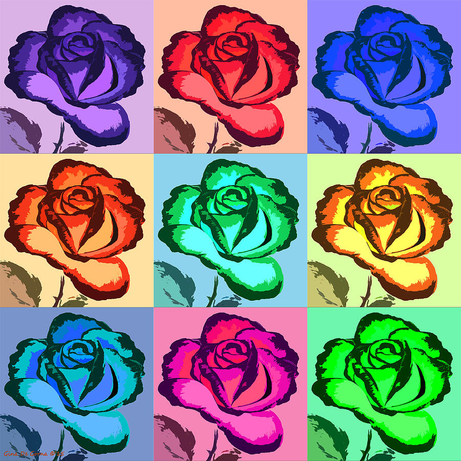 Pop Art Roses - Square Painting by Gina De Gorna