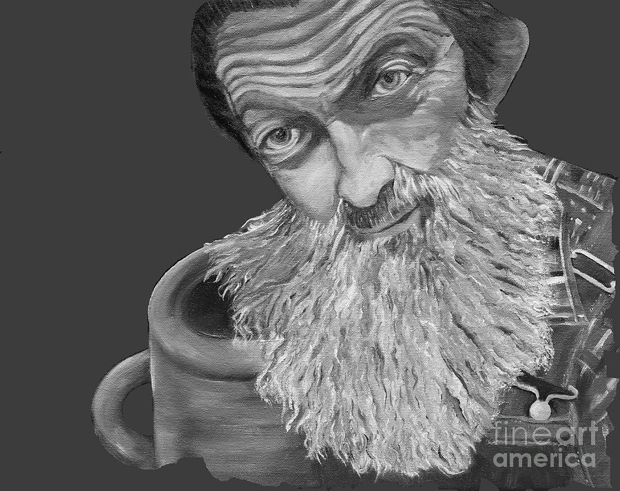 Popcorn Sutton Black and White Transparent - T-Shirts Painting by Jan Dappen